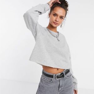 Topshop Cropped Raw-Hem Sweatshirt